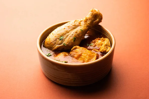 Kruidige Rode Kip Curry Rode Murgh Masala Korma Indiaas Niet — Stockfoto