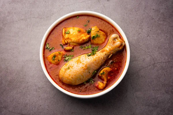 辣味的红色咖喱鸡或红色Murgh Masala或Korma 印度非素食 选择性重点 — 图库照片
