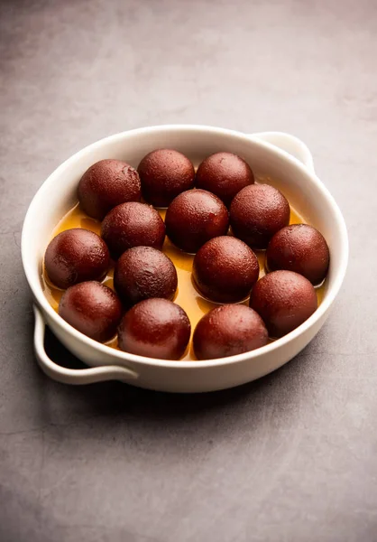 Gulab Jamun Hindistan Popüler Süt Bazlı Tatlı Hamur Tatlısı Diwali — Stok fotoğraf