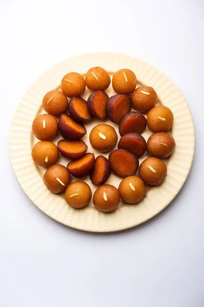 Gulab Jamun Ist Ein Süßer Knödel Auf Milchbasis Der Indien — Stockfoto