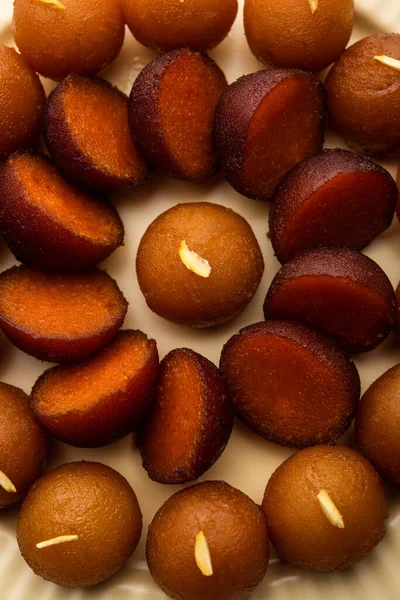 Gulab Jamun Ist Ein Süßer Knödel Auf Milchbasis Der Indien — Stockfoto