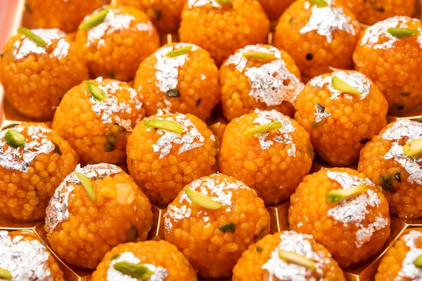 Motichoor Laddoo Dulce Indio Laddu Bundi Hecho Harina Gramo Bolas —  Fotos de Stock