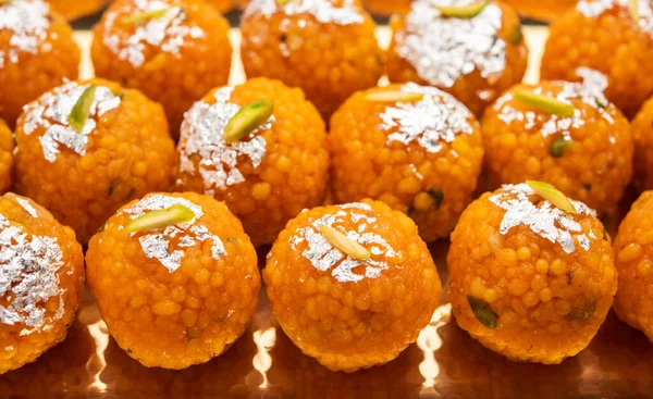 Motichoor Laddoo Dulce Indio Laddu Bundi Hecho Harina Gramo Bolas —  Fotos de Stock