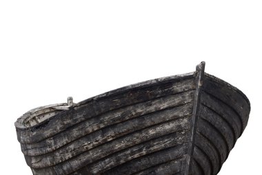 Side view of an old fishing wood boat clipart