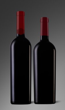iki kırmızı şarap şişeleri
