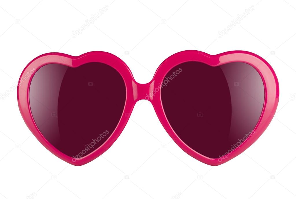 A pair of pink heart shaped sun glasses