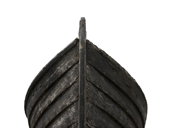 Front view of an old fishing wood boat