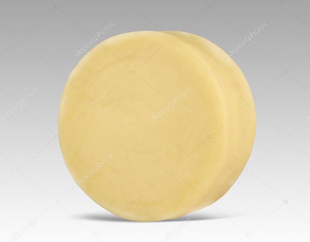 Round yellow cheese mockup with no label