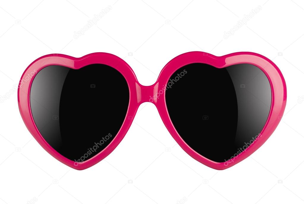 A pair of pink heart shaped sun glasses