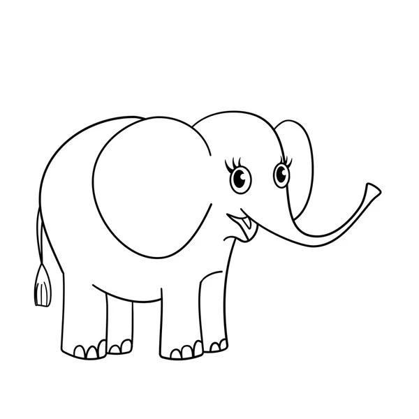 Desenho de página para colorir de elefante pequeno agradável — Vetor de Stock