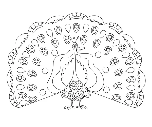 Coloriage contour de peafowl drôle Illustrations De Stock Libres De Droits