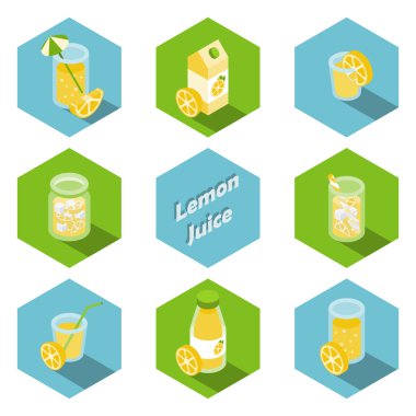 İzometrik içecekler ve meşrubatlar simgeler düz tasarım