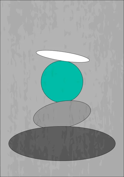 Geometrik çizgilere, şekillere ve dokulara sahip soyut poster. Retro-minimalist zarif konsept. Turkuaz, gri ve beyaz renkler. Poster şablonu.