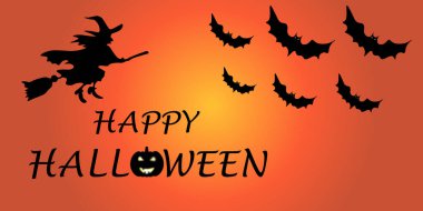 Cadılar Bayramı bayrağınız kutlu olsun, parlayan balkabağı gözleriniz ve karanlık bir arkaplandaki vektör resimleriniz. Mutlu Cadılar Bayramı kavramları..