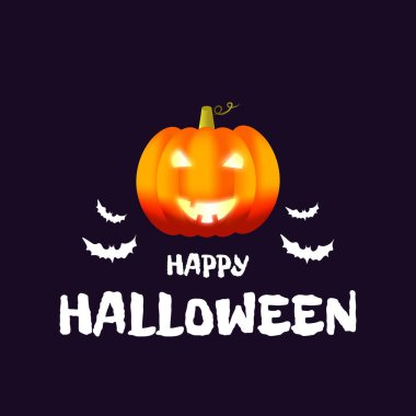 Gerçek balkabaklarıyla Cadılar Bayramı afişleriniz kutlu olsun. Karanlık arka plan üzerine Vektör İllüstrasyonu. Mutlu Cadılar Bayramı konsepti..