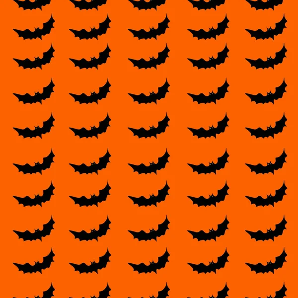 Happy Halloween Patter Mit Bats Vector Illustration Auf Orangefarbenem Hintergrund — Stockvektor