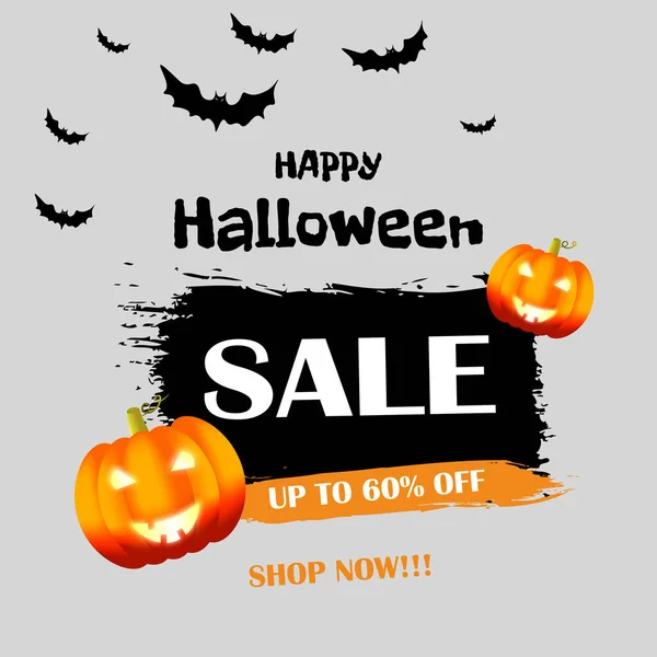 Cadılar Bayramı indirimli pankartı. Tatil indirimi. Grunge vektör fırçası. Özel teklif fiyat tabelası.. 