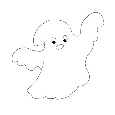   Cadılar Bayramı hayaleti. Serbest çizim. Beyaz arka plandaki çocuklar için vektör illüstrasyonu. Afiş, poster, Cadılar Bayramı partisi davetiyesi kavramı..