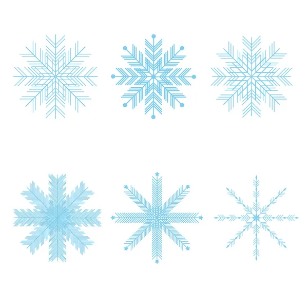 Set Vector Snowflakes White Background — Stock Vector