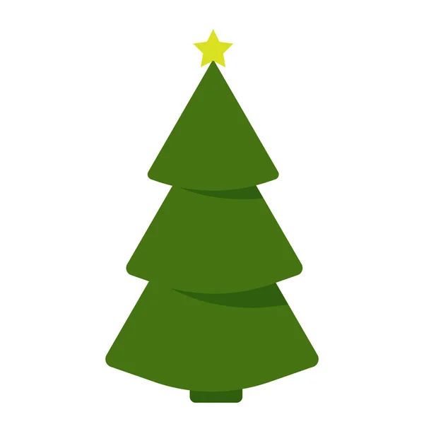 Grüner Weihnachtsbaum Mit Stern Auf Weißem Hintergrund — Stockvektor