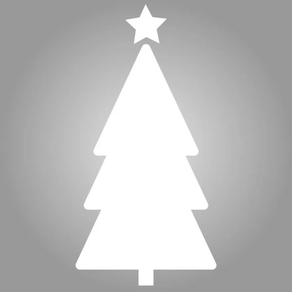 Weißes Weihnachtsbaum Symbol Auf Grauem Hintergrund — Stockvektor