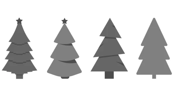 Set Gray Christmas Tree Icon White Background Vector Illustration — Stock Vector