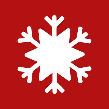 Kırmızı zemin üzerinde beyaz vektör kar tanesi simgesi.