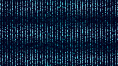 Gürültü efektli mavi noktalar. Soyut yarım ton arkaplan. Vektör arızası. Matris veya ikili kodlu dijital ekran.