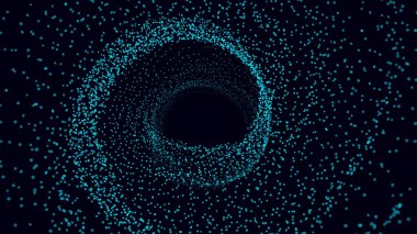 Soyut kablo şeması tüneli. Mavi vektör solucan deliği. Üç boyutlu portal ızgarası. Gelecekçi fantezi hunisi.