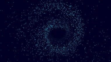 Soyut kablo şeması tüneli. Mavi vektör solucan deliği. Üç boyutlu portal ızgarası. Gelecekçi fantezi hunisi.