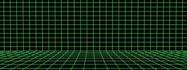 Трехмерная Рамка Комнаты Чёрном Фоне Векторная Перспектива Коробка Цифровым Пространством — стоковый вектор