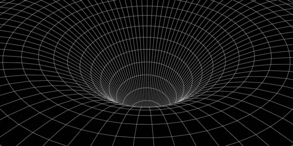 摘要线框隧道 光科学虫洞 矢量3D门户网格 未来主义幻想漏斗 — 图库矢量图片