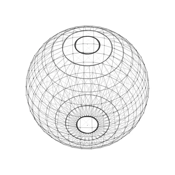 Vector Futurista Esfera Blanca Partículas Líneas Conexión Red Big Data — Archivo Imágenes Vectoriales