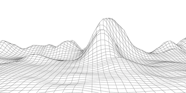 Vector dağı kablo çerçevesi. Teknoloji çokgen arazisi. Gelecekçi beyaz arkaplan.