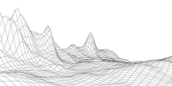 Vector Mountain Wireframe Landscape 폴리곤 미래의 — 스톡 벡터