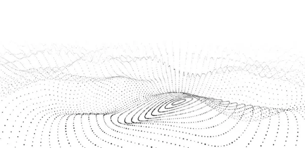 Футуристическая Круговая Волна Векторное Белое Киберпространство Абстрактная Музыка Звуковая Волна — стоковый вектор