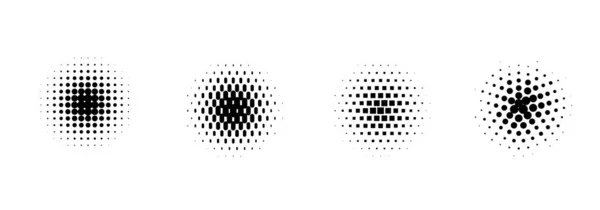 点を含むベクトル半角円の集合 黒と白のグラデーションのパターンデザイン要素 — ストックベクタ