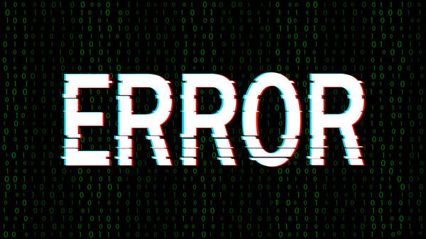 Ошибка с эффектом скольжения и бинарным кодом. Абстрактный векторный цифровой матричный фон с шумом.