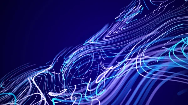Fluss Farbiger Teilchen Visualisierung Von Big Data Digitale Technologiewelle Futuristischer — Stockfoto