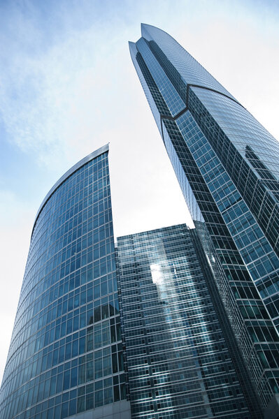Glass skyscraper and blue sky