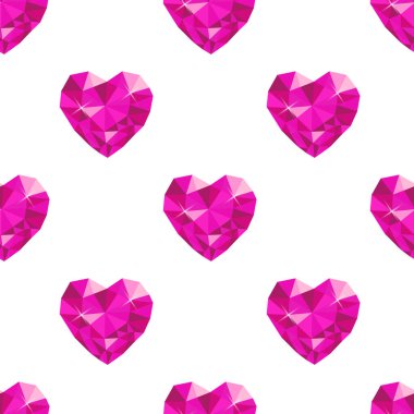 Pembe kalp, beyaz arka planda kusursuz desen. Vektör tasarımı. 