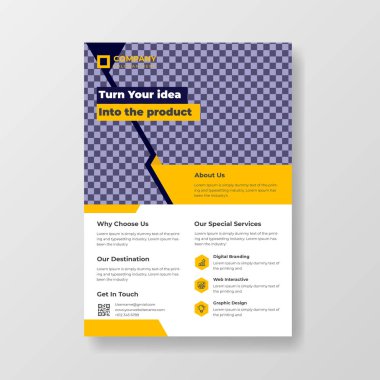 Şirketin tanıtımı için sarı broşür tasarımı 