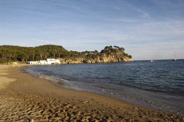 El Castell Beach, Palamos, Costa Brava, Girona, İspanya