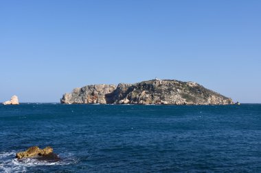 view of the Medes Islands from l'Estartit, Baix Emporda, Girona province, Catalonia, Spain clipart