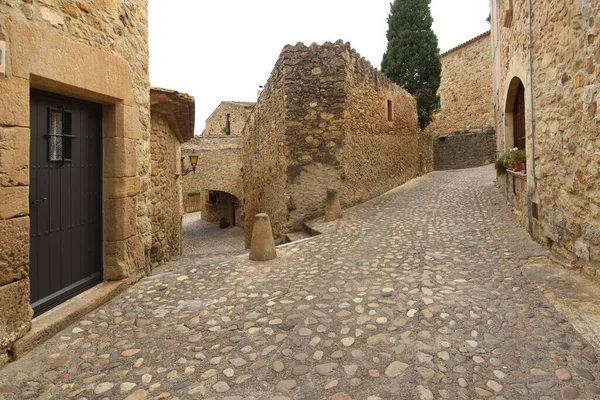 Calles Arco Del Casco Antiguo Del Pueblo Medieval Pals Provincia — Foto de Stock