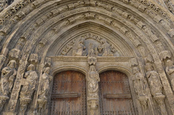 Entrance Gothic Baroque Church Santa Maria Requena Valencia Province Spain — Stock Photo, Image