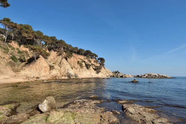 Pláž Cala Estreta Palamos Costa Brava Provincie Girona Katalánsko Lázně — Stock fotografie