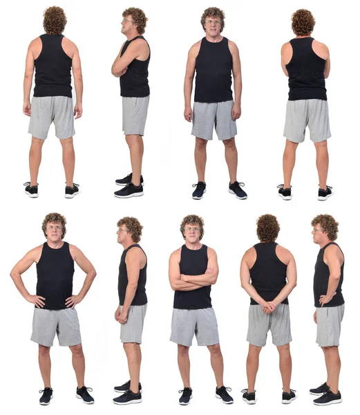 Front Side Rear View Same Man Wearing Sports Tank Tops — Stock Photo, Image