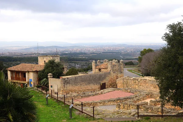 Стены Римских Руин Olerdola Barcelona Province Catalonia Spain — стоковое фото