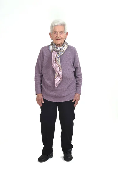 Volledig Portret Van Een Senior Vrouw Witte Achtergrond — Stockfoto